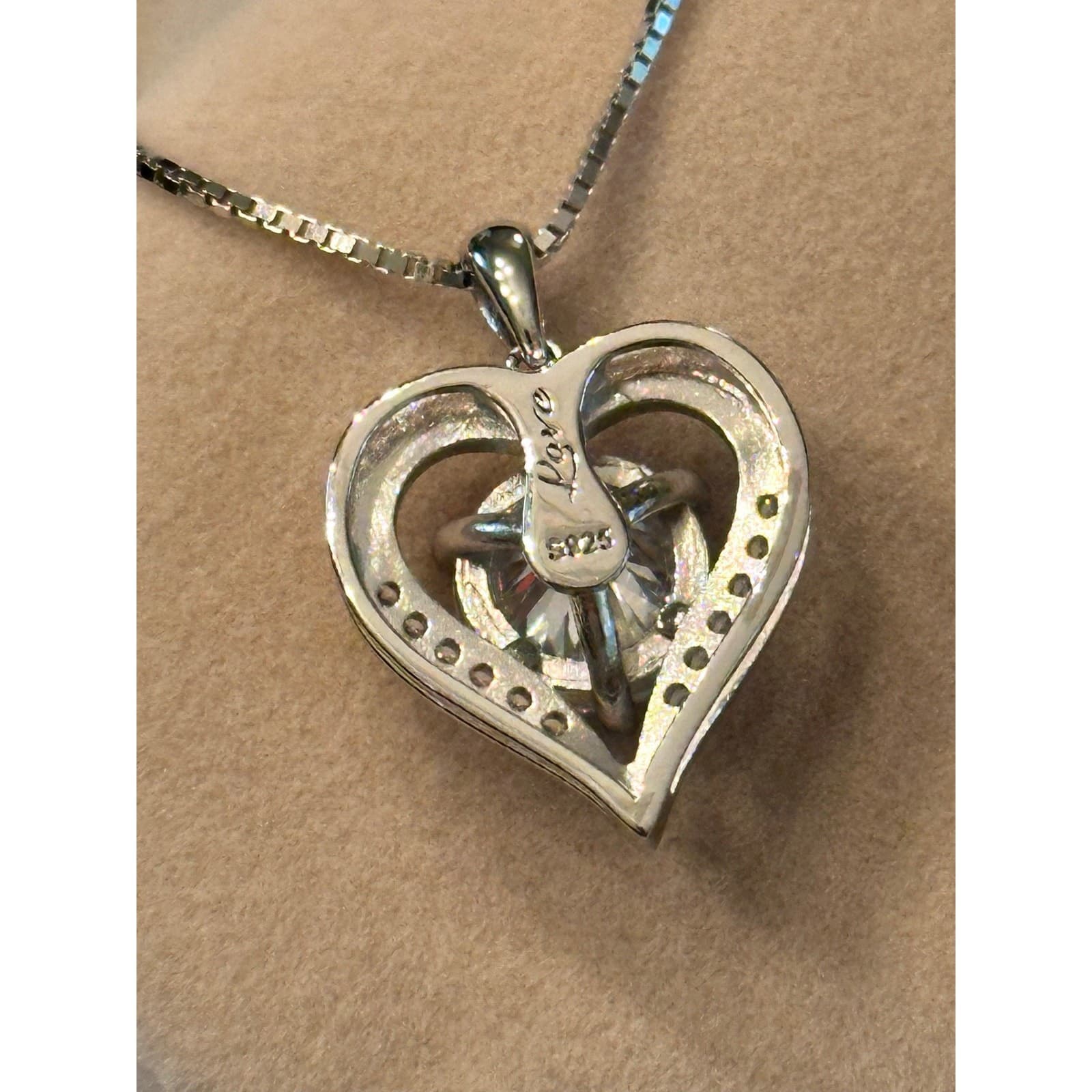 Moissanite Heart Necklace 1 Carat 925 Sterling Silver Pendant Gift Women Love - Thumbnail 11