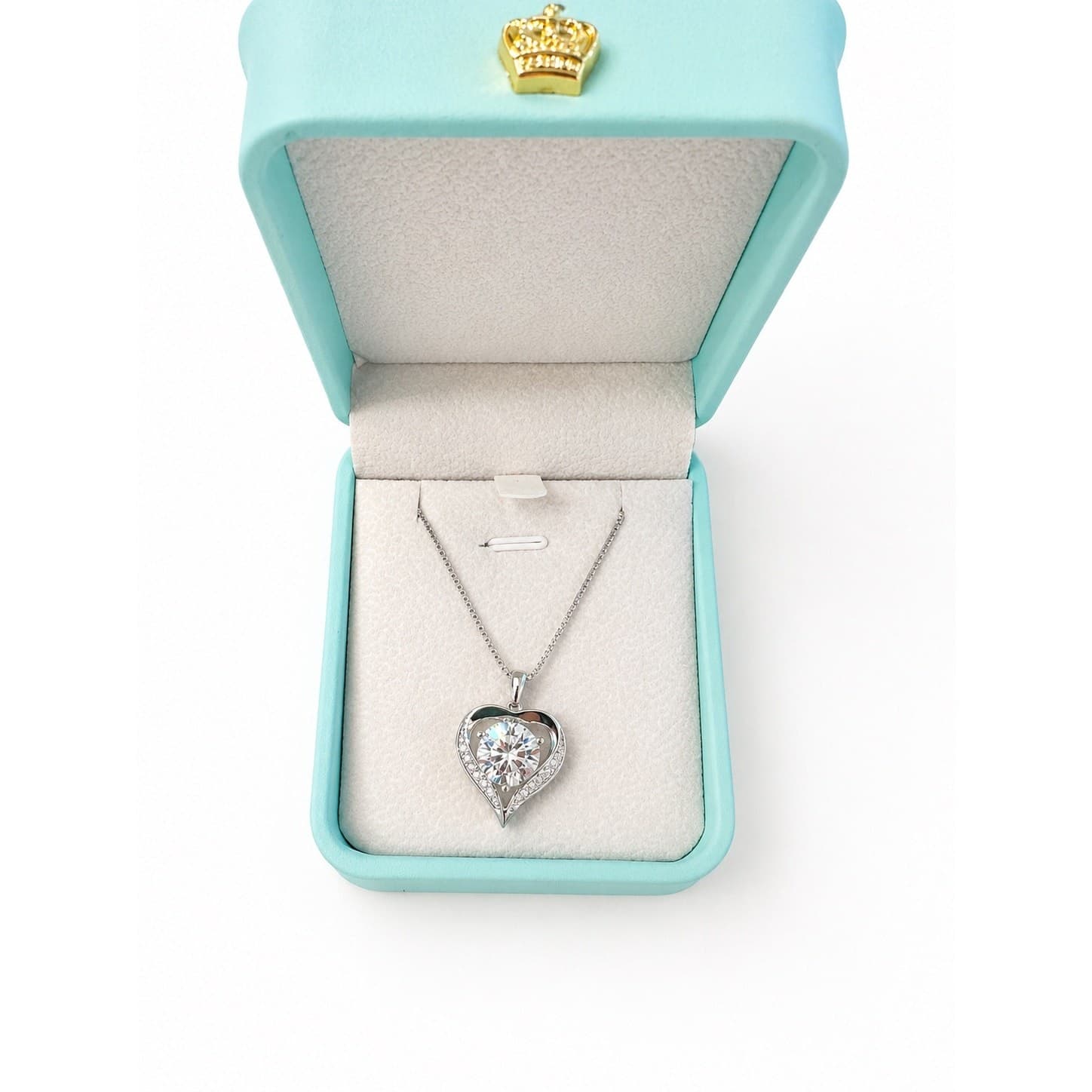 Moissanite Heart Necklace 1 Carat 925 Sterling Silver Pendant Gift Women Love - Thumbnail 4