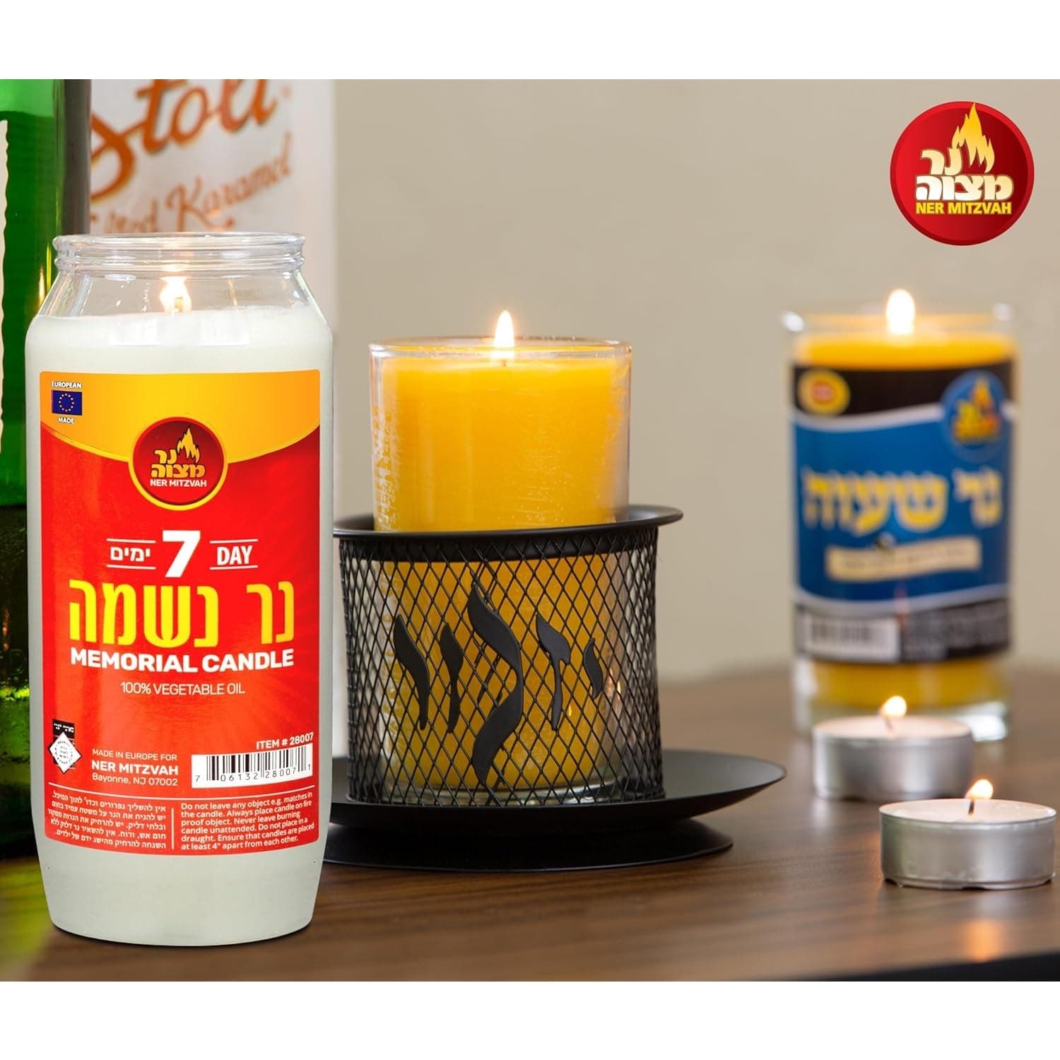 6 Pack Ner Mitzvah 7 Day Yahrzeit Memorial Candle Unscented Kosher Oil - Thumbnail 5