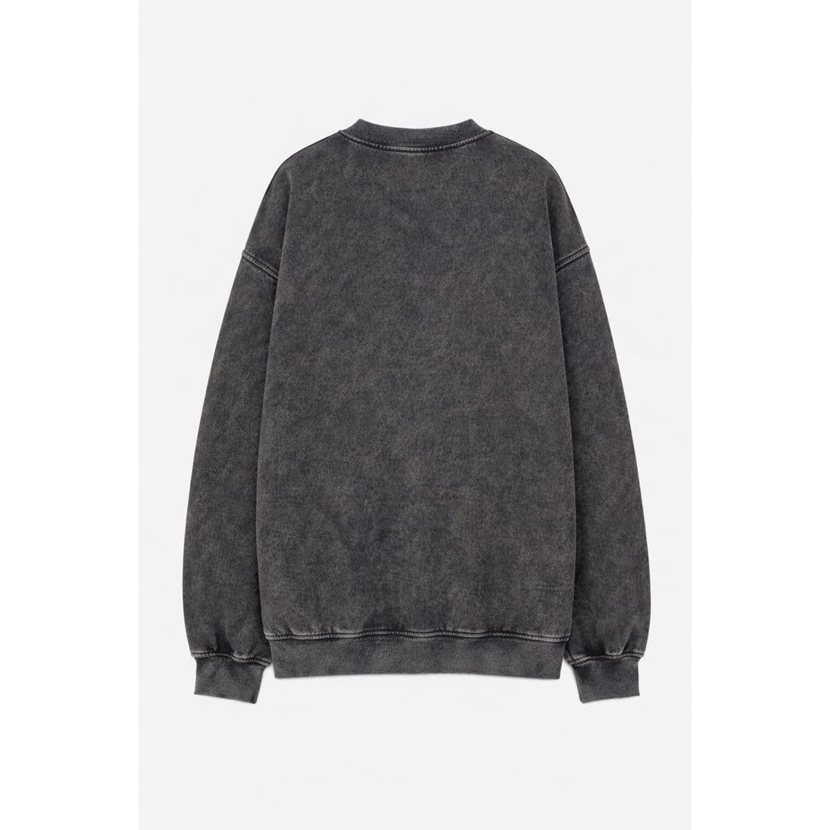 Black Acid Wash Oversized Vintage Sweatshirt Unisex 2XL Pullover Cotton - Thumbnail 5