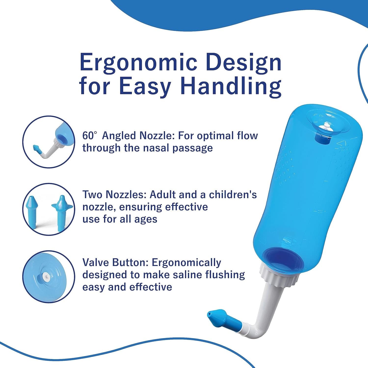 Sinus Rinse Neti Pot 300ml Nasal Irrigation Bottle Allergy Congestion Relief Kit - Thumbnail 2