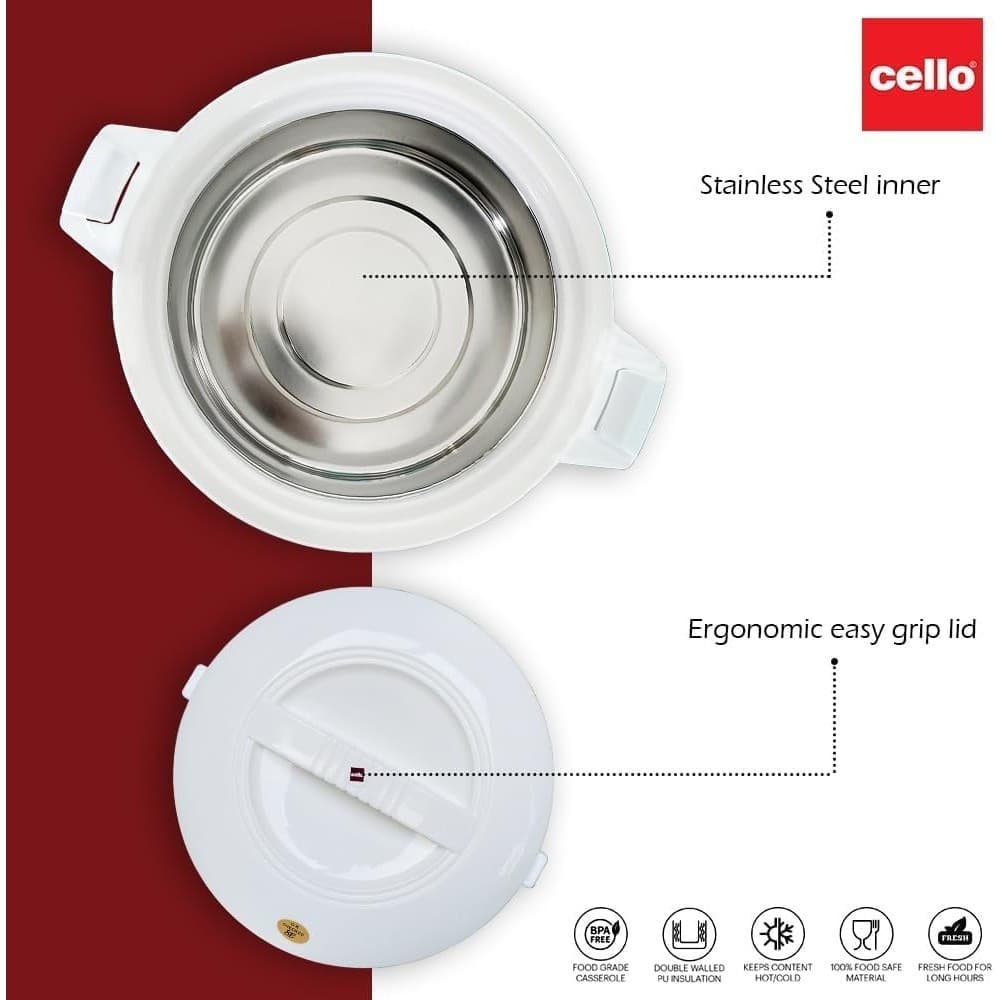 Cello 5L Insulated Hot Pot Food Warmer Stainless Steel Casserole 5000ml - Thumbnail 6