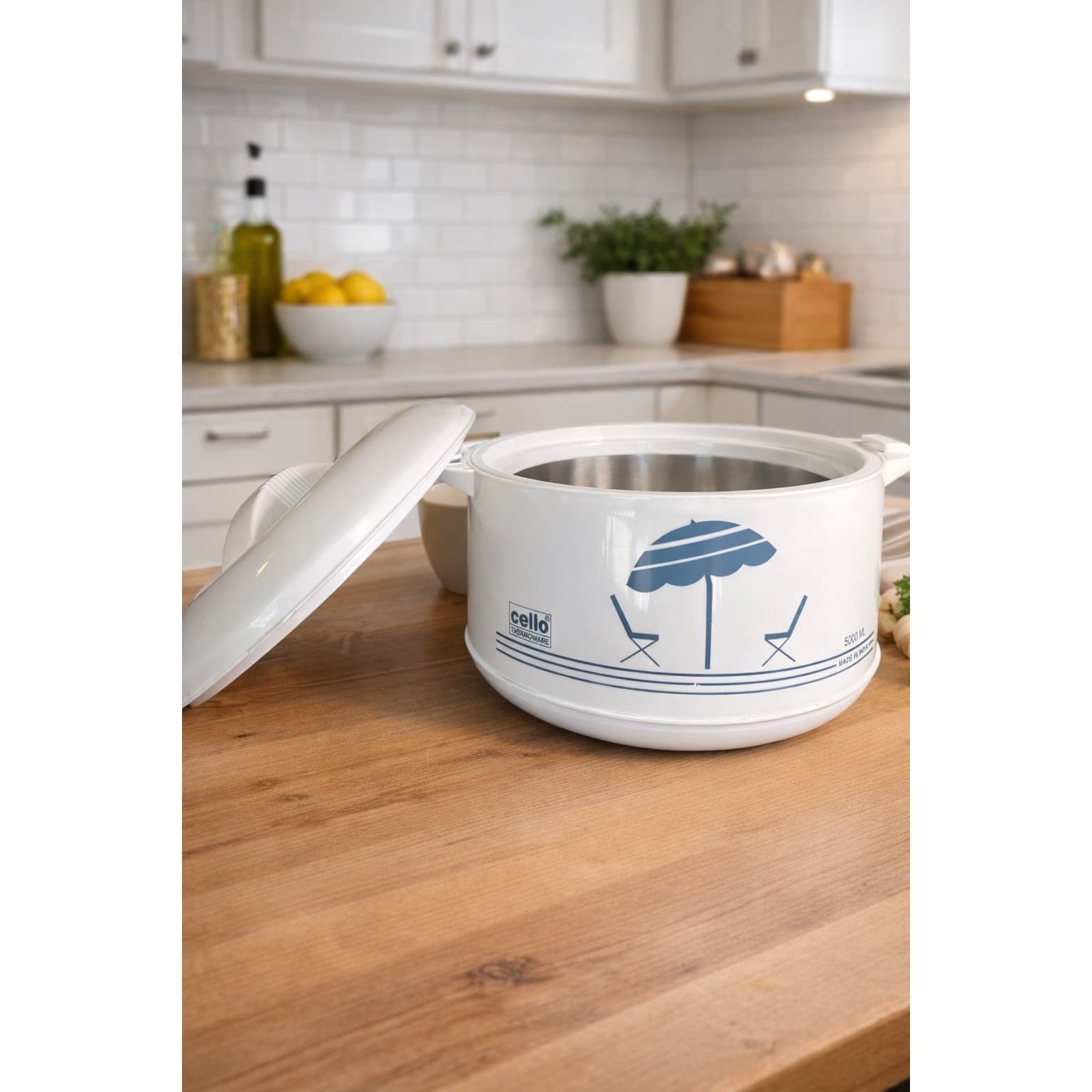 Cello 5L Insulated Hot Pot Food Warmer Stainless Steel Casserole 5000ml - Thumbnail 3