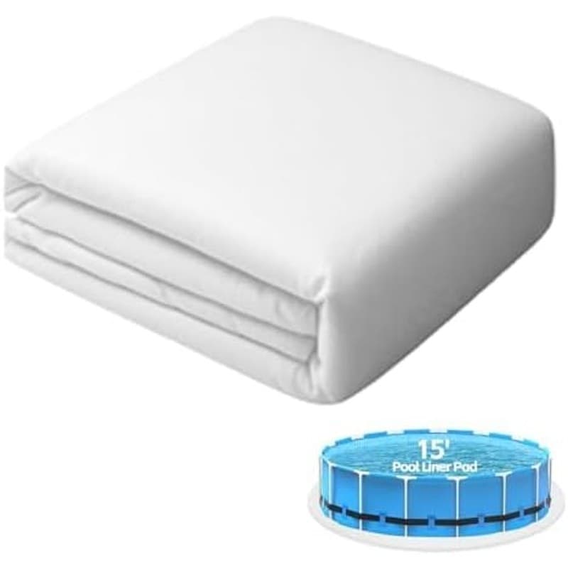 15ft Round White Pool Liner Pad Heavy Duty Puncture Resistant Above Ground - Thumbnail 3