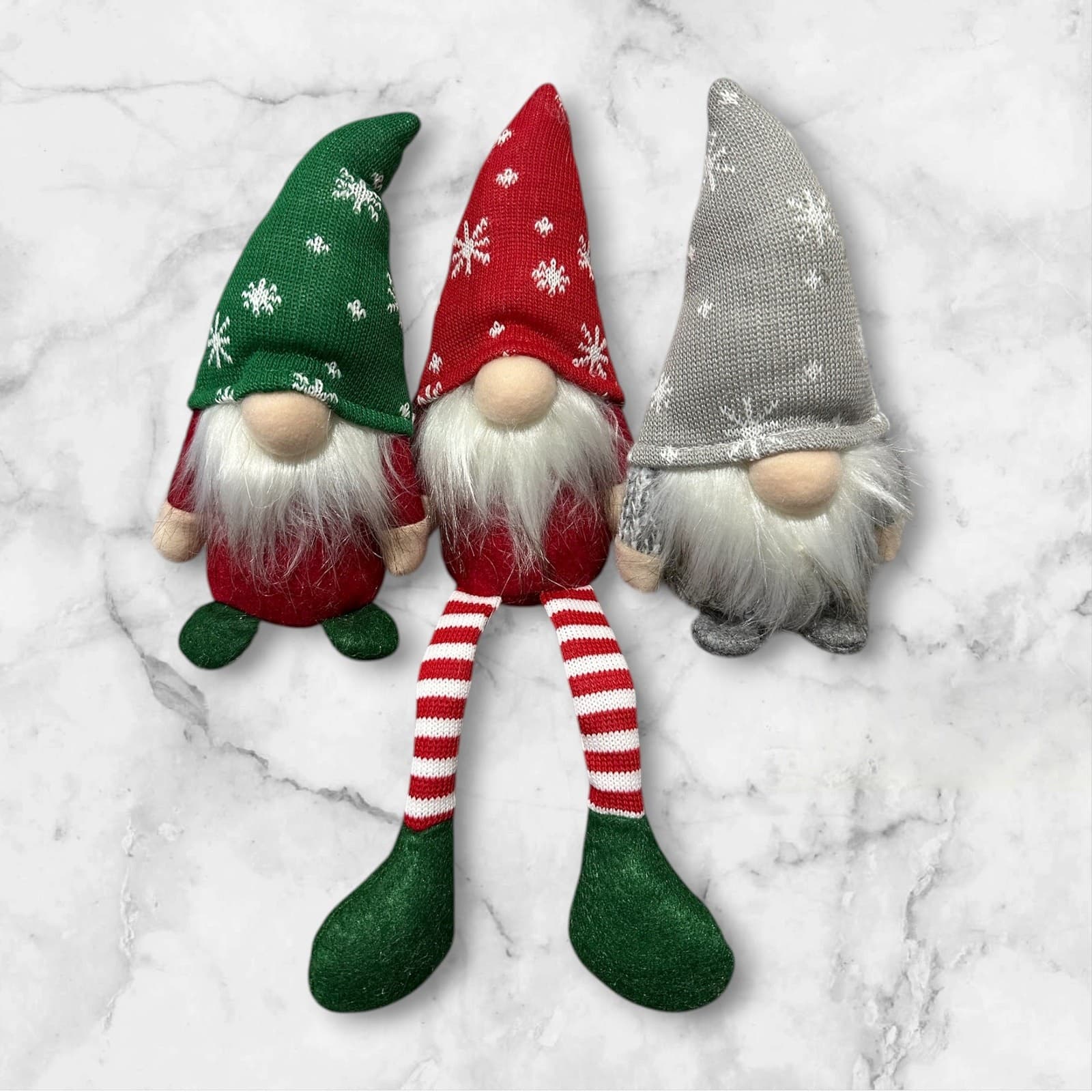 Christmas Gnomes Set 3PCS Plush Holiday Decorations Scandinavian Tomte Decor - Thumbnail 5