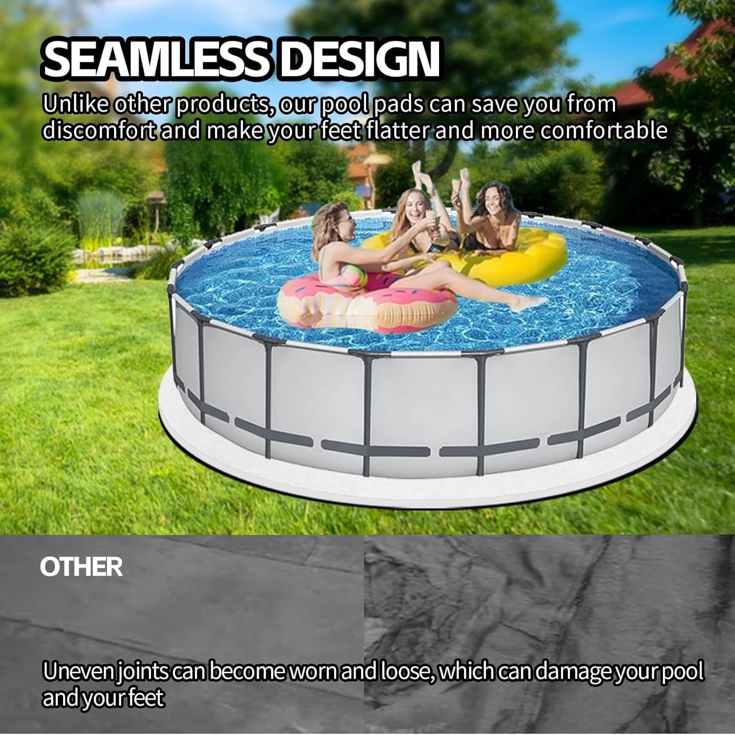 15ft Round White Pool Liner Pad Heavy Duty Puncture Resistant Above Ground - Thumbnail 2