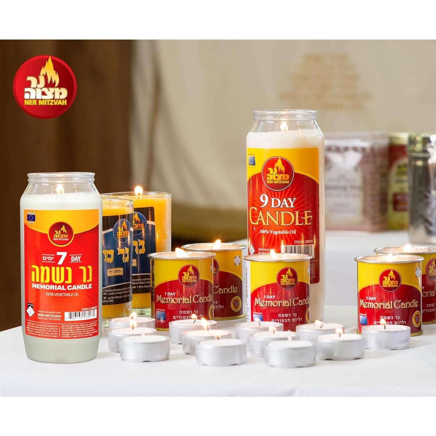3 Pack Ner Mitzvah 7 Day Memorial Candle Unscented Yahrzeit Kosher Oil Candles - Thumbnail 5