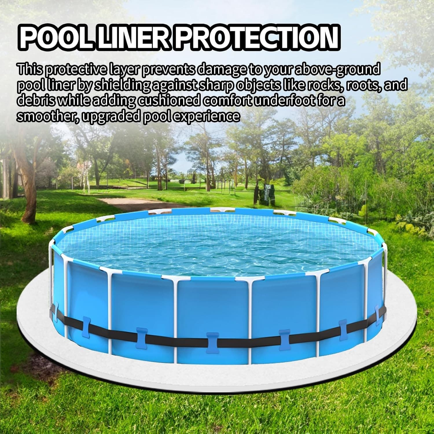 15ft Round White Pool Liner Pad Heavy Duty Puncture Resistant Above Ground - Thumbnail 4