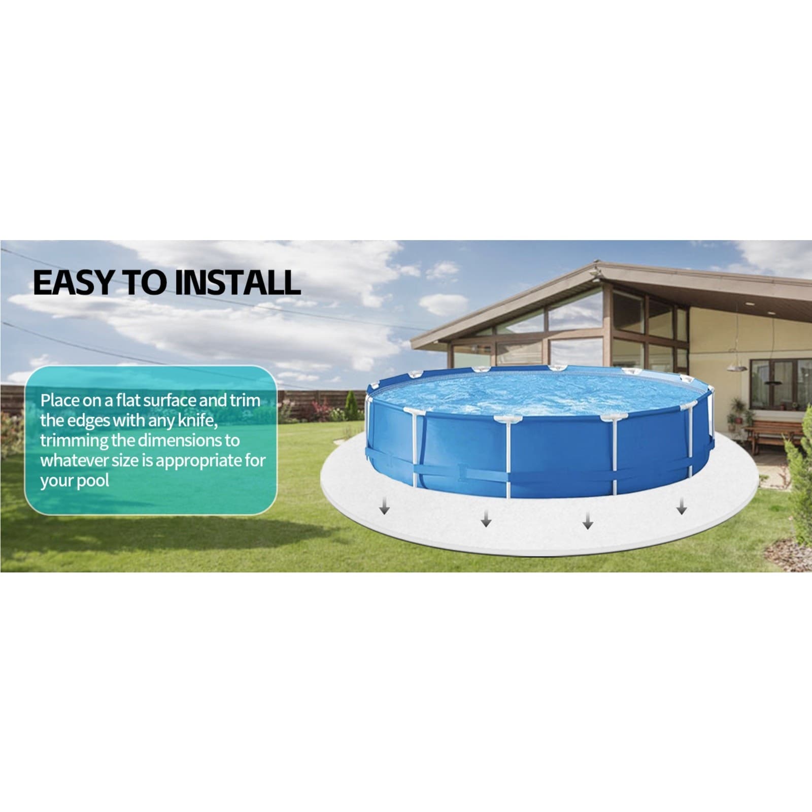 15ft Round White Pool Liner Pad Heavy Duty Puncture Resistant Above Ground - Thumbnail 6