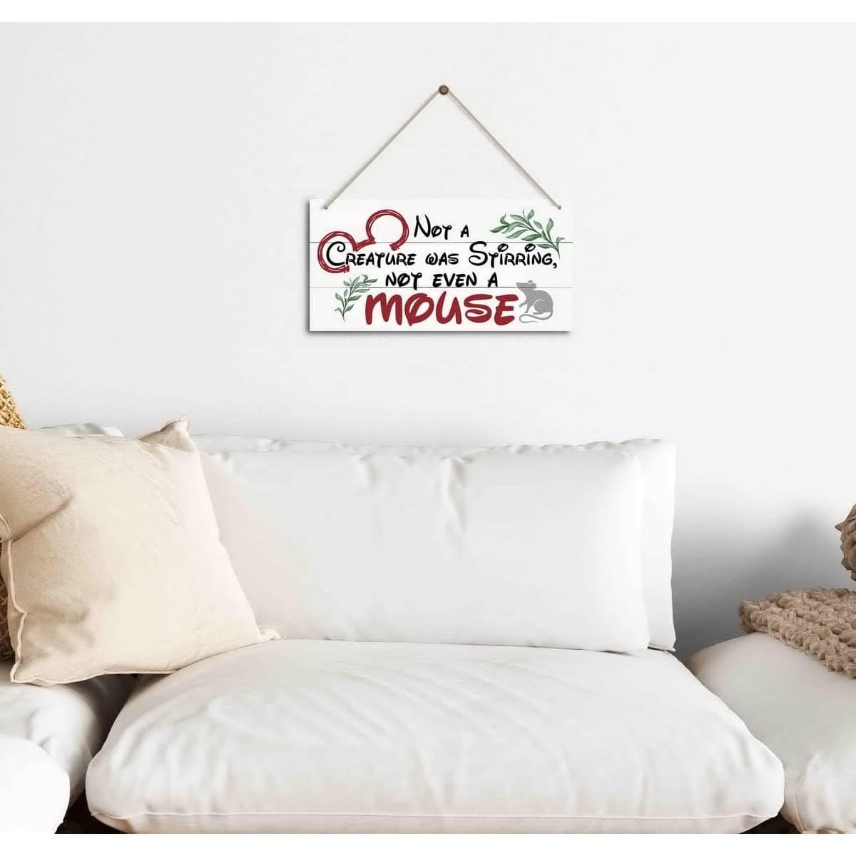 Christmas Wooden Door Sign Not a Creature Was Stirring Rustic Holiday Wall Decor - Thumbnail 4