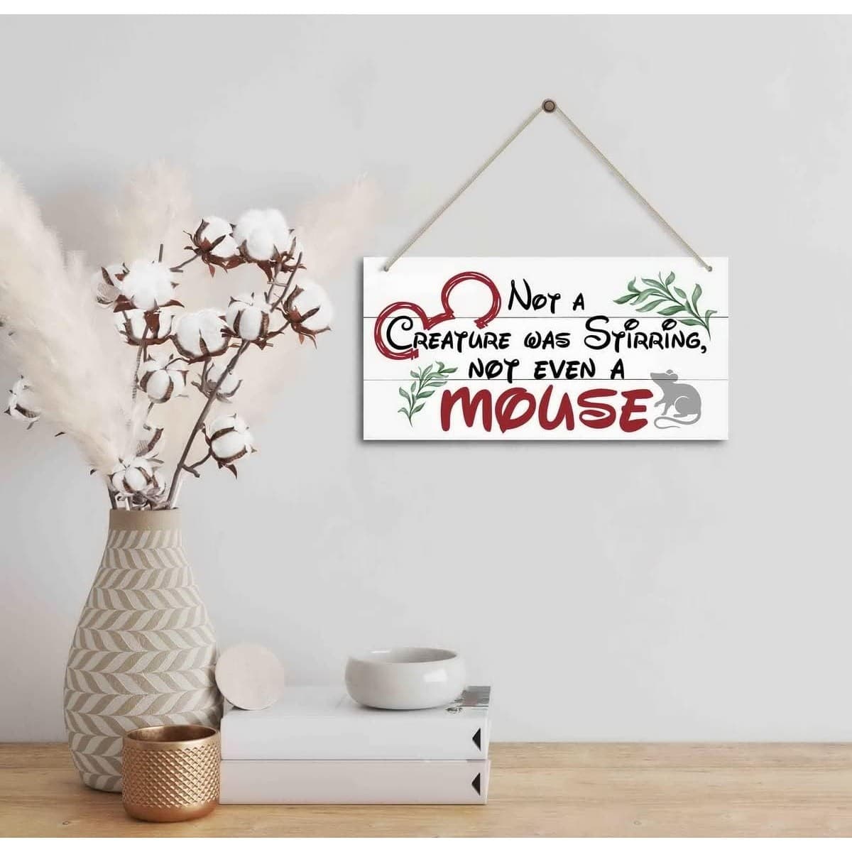 Christmas Wooden Door Sign Not a Creature Was Stirring Rustic Holiday Wall Decor - Thumbnail 5