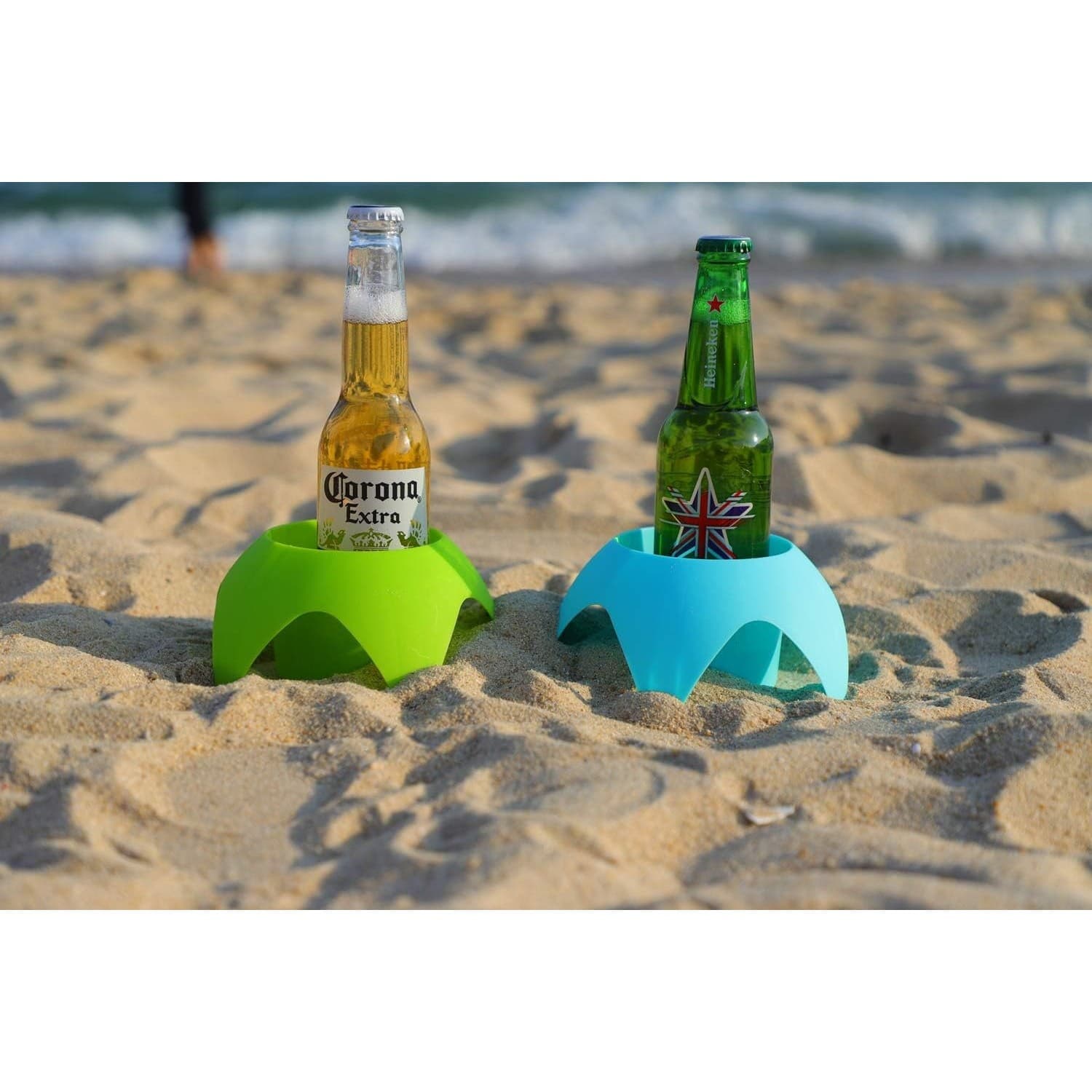 7 Pack Beach Drink Holders for Sand Colorful Cup Holders Stackable Beer Soda - Thumbnail 4