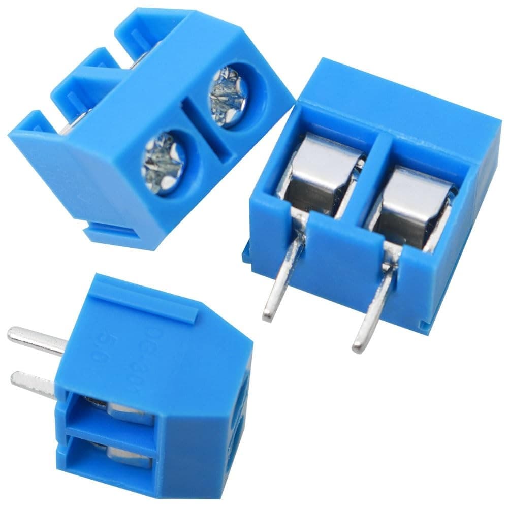 40PCS 2 Pin 5mm Screw Terminal Block Connector PCB Mount 10A 300V Blue - Thumbnail 2