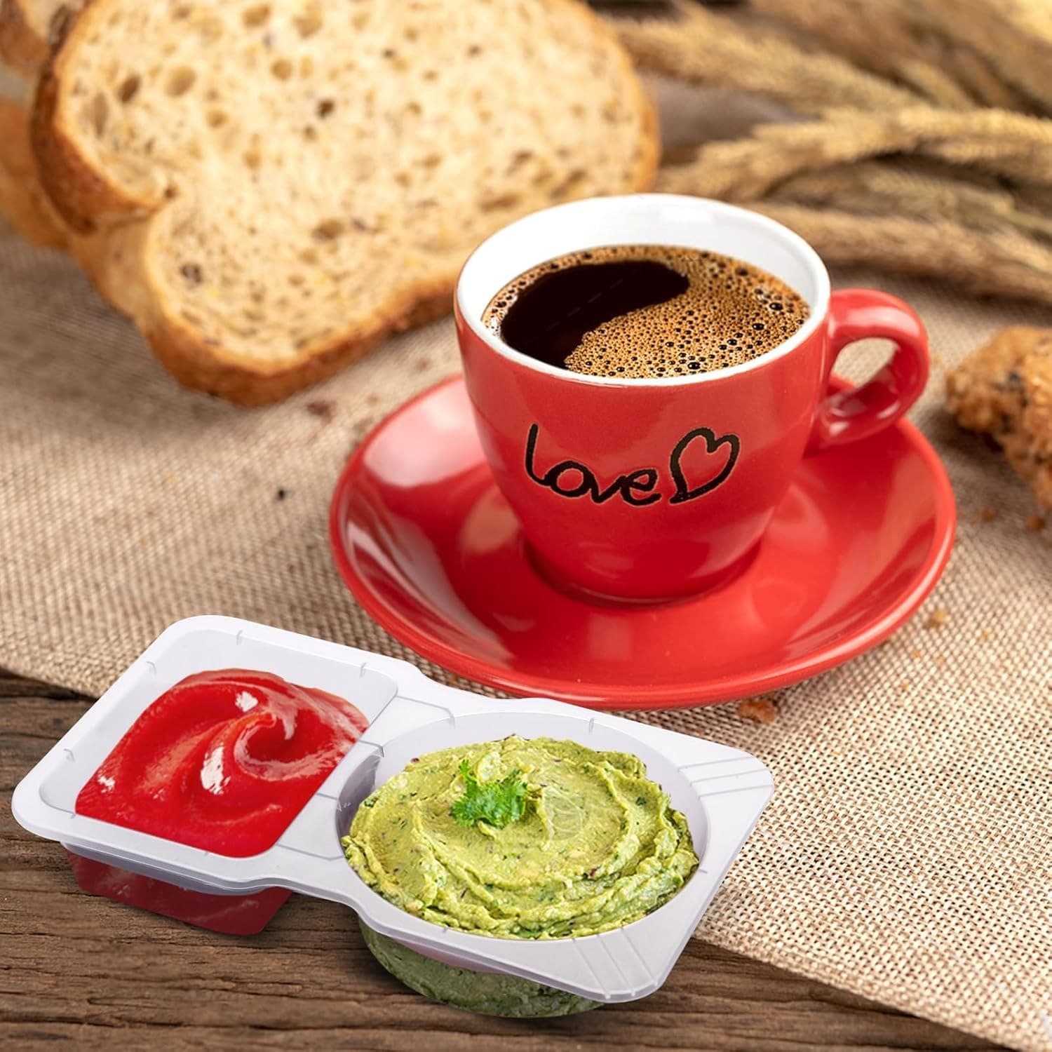 20 Pack Disposable Snack Containers with Lids, Double Compartment Sauce Cups - Thumbnail 3