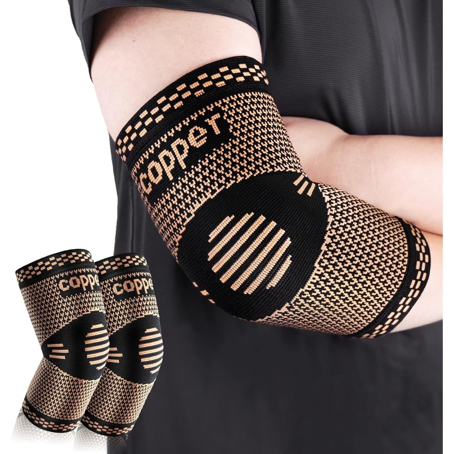 Copper Elbow Sleeve Compression Brace Small Tendonitis Tennis Elbow 1 Pc