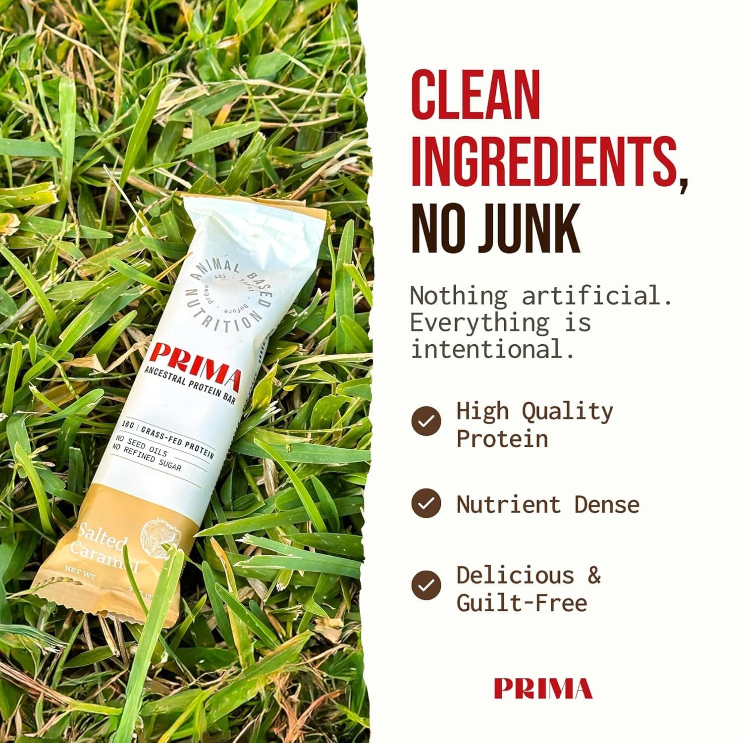 PRIMA Protein Bars 7 Pack Grass Fed Beef Collagen Keto Paleo, Salted Caramel - Thumbnail 8