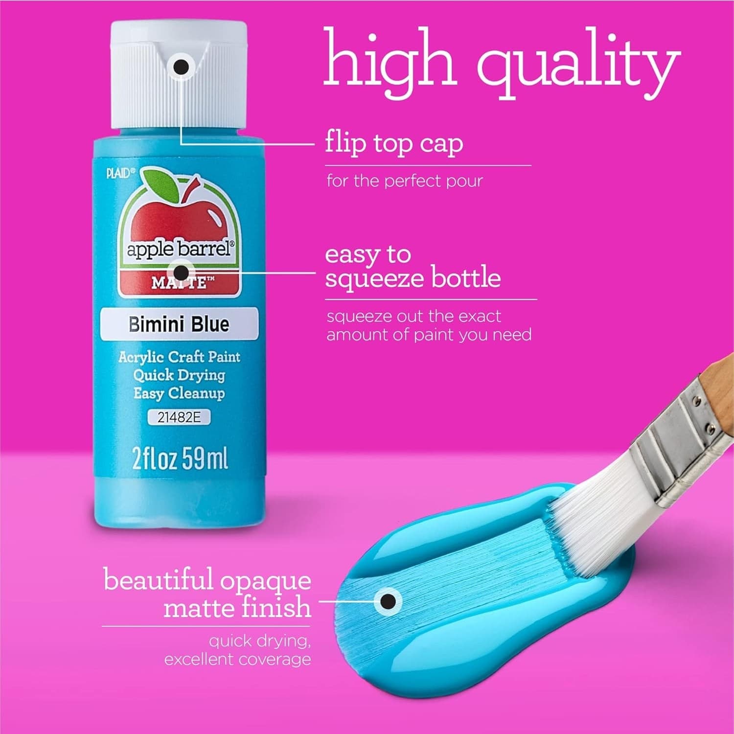 Apple Barrel Acrylic Paint Misty White 2 oz Matte Non Toxic Craft Paint 3 Pack - Thumbnail 3