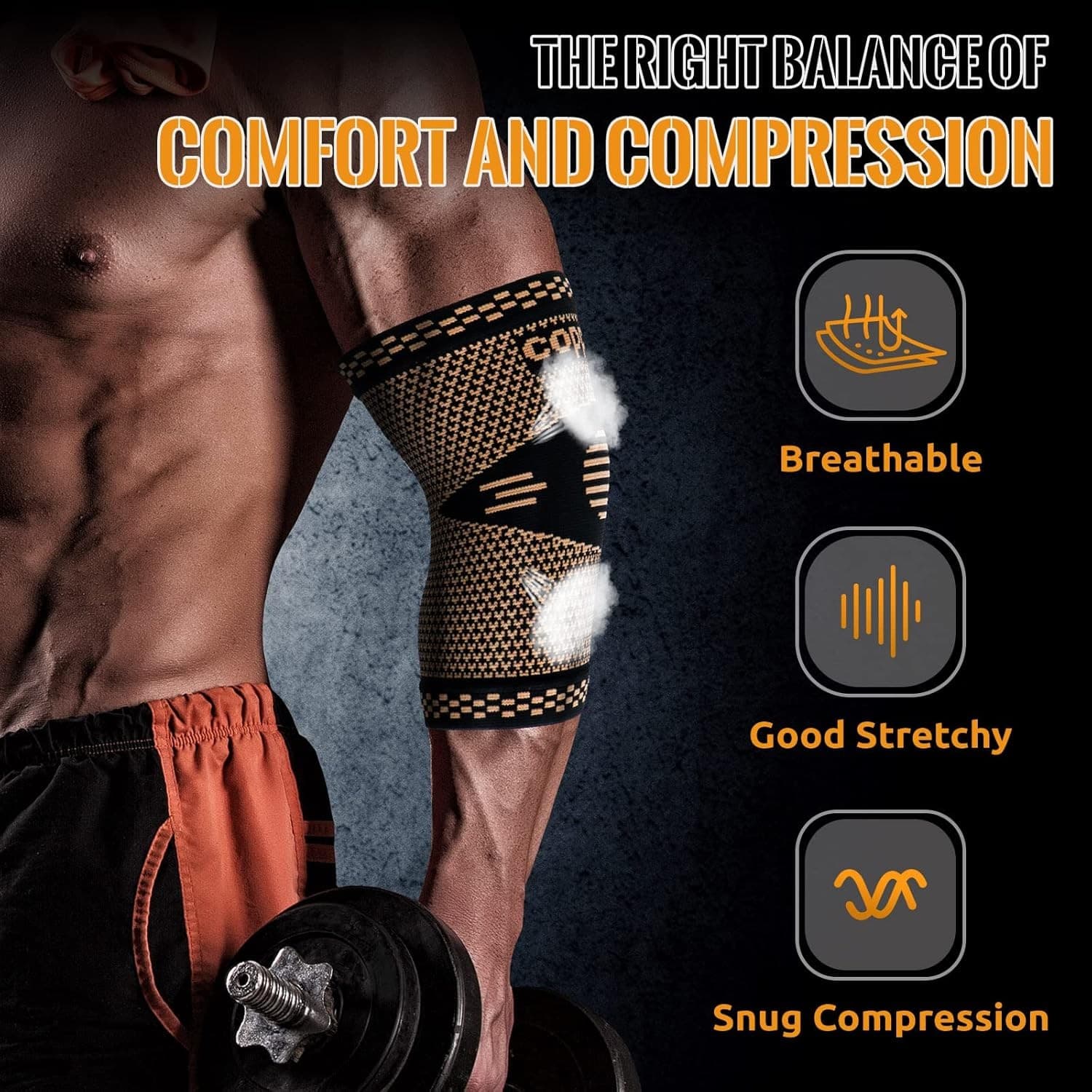 Copper Elbow Sleeve Compression Brace Small Tendonitis Tennis Elbow 1 Pc - Thumbnail 3