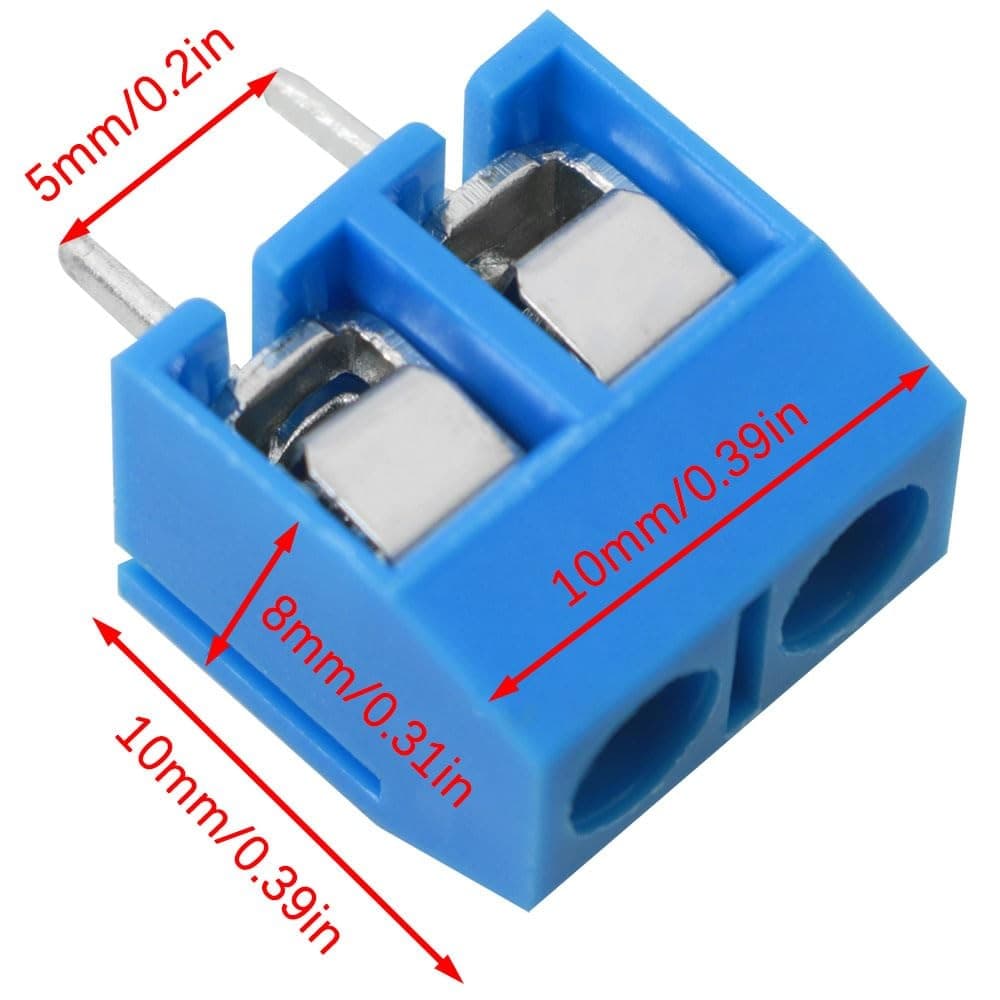 40PCS 2 Pin 5mm Screw Terminal Block Connector PCB Mount 10A 300V Blue - Thumbnail 4