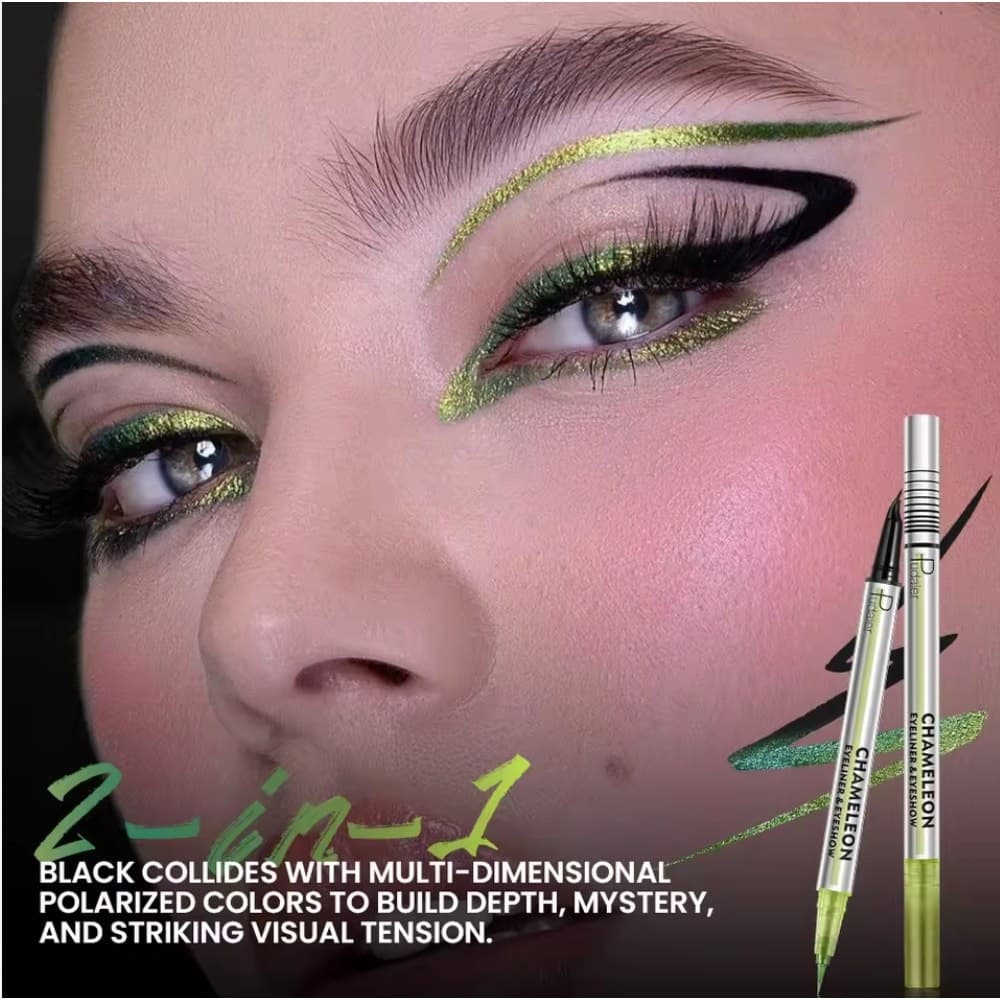 Chameleon Liquid Eyeliner 06 Golden Fish Waterproof 2 in 1 Vegan - Thumbnail 2