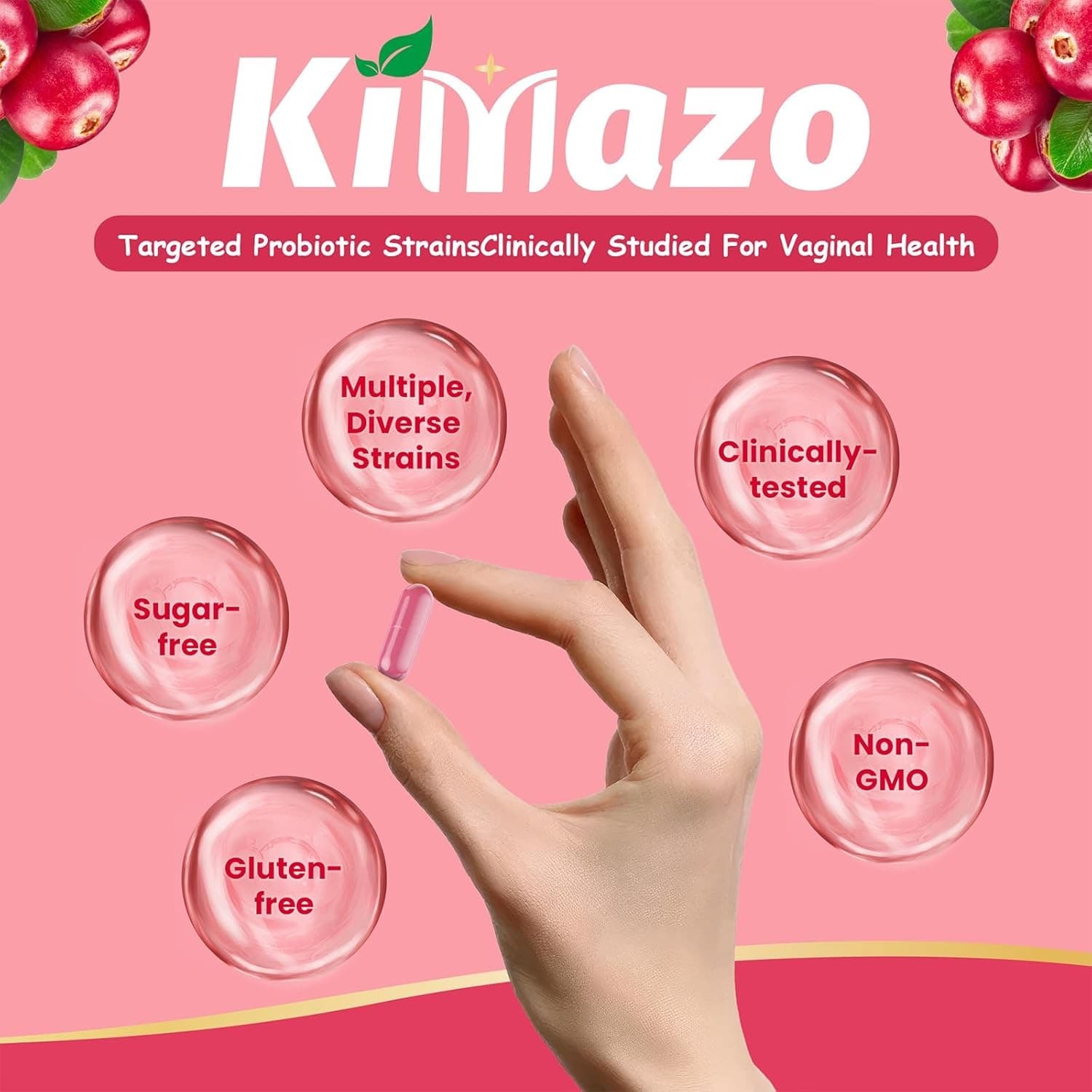 Vaginal Probiotics for Women 42 Billion CFU pH Balance Cranberry 60 Caps - Thumbnail 4