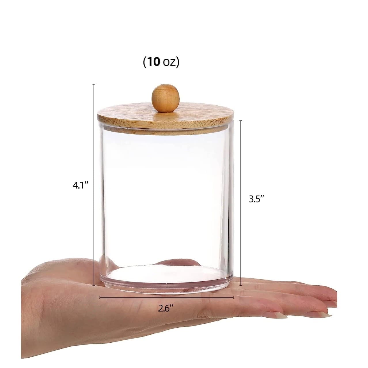 4 Pack Qtip Holder Dispenser with Bamboo Lids Clear Plastic Bathroom Storage - Thumbnail 4