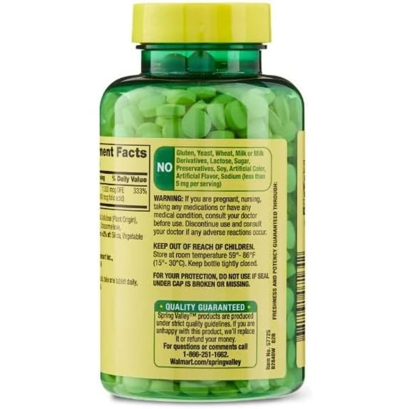 Folate 1333 mcg DFE Folic Acid 800 mcg Women’s Health 400 Tabs - Thumbnail 2