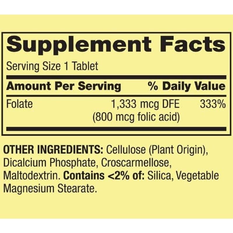Folate 1333 mcg DFE Folic Acid 800 mcg Women’s Health 400 Tabs - Thumbnail 5