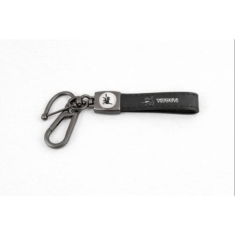 2x VIYUV Leather Wrist Keychain Strap Cat Logo w/ Carabiner Black - Thumbnail 2