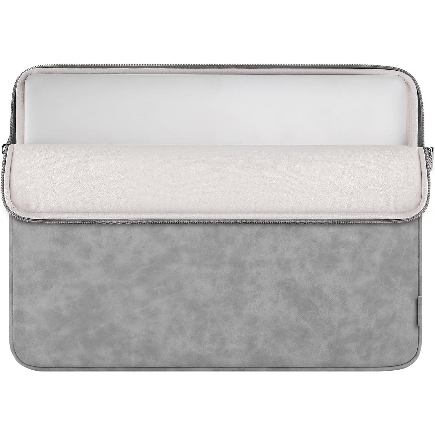 15.6 Laptop Sleeve Water Resistant Padded Carrying Case Soft Cover Grey - Thumbnail 2