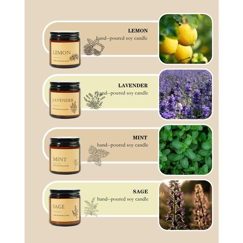 4 Pack Winter Fall Scented Candles Set Stress Relief Holiday Gift 4 oz - Thumbnail 6