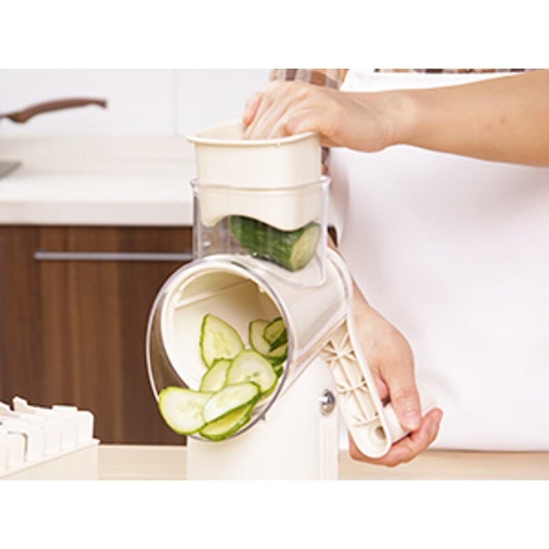 Manual Rotary Cheese Grater 5-in-1 with Suction Base Vegetable Slicer Green - Thumbnail 11