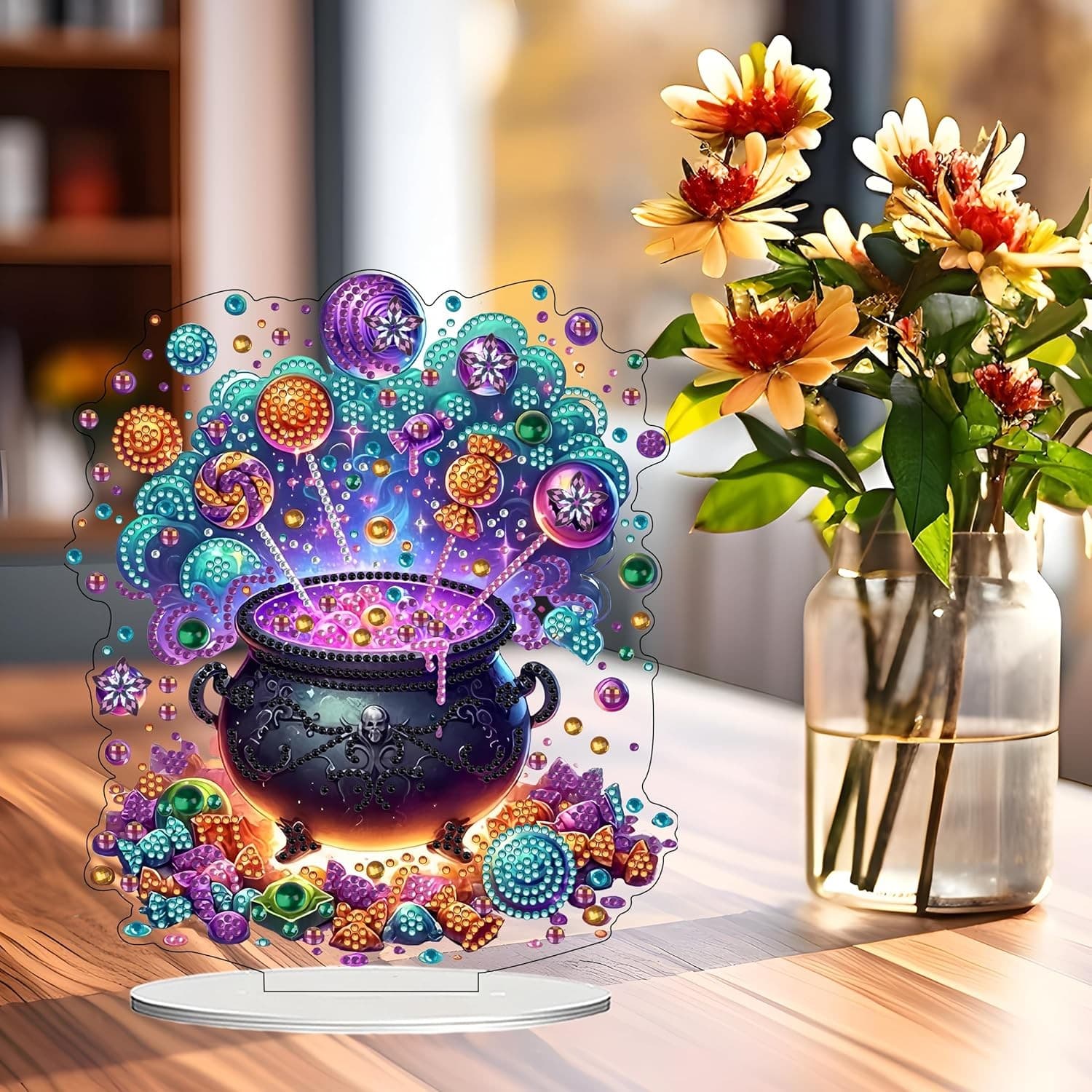Halloween Diamond Art Painting Kit Double Sided Desktop Decor Acrylic Ornament - Thumbnail 4