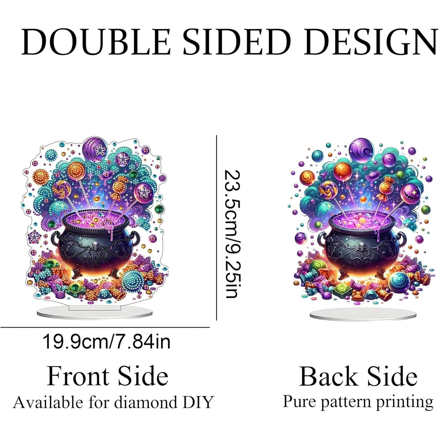 Halloween Diamond Art Painting Kit Double Sided Desktop Decor Acrylic Ornament - Thumbnail 3