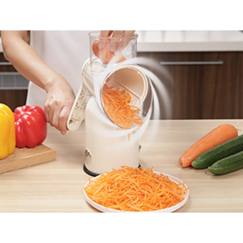 Manual Rotary Cheese Grater 5-in-1 with Suction Base Vegetable Slicer Green - Thumbnail 9