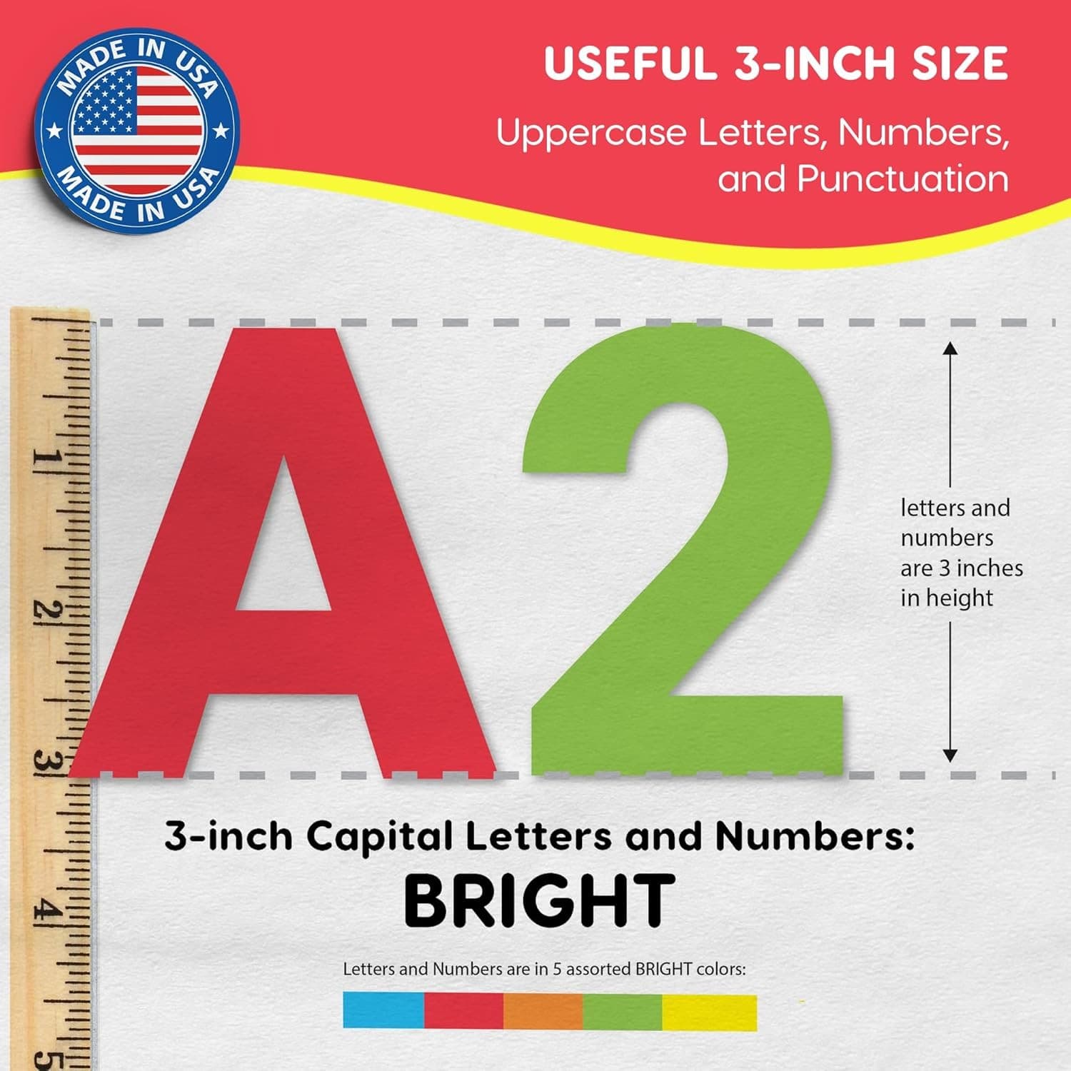 209pcs 3" Bulletin Board Letters Numbers Uppercase Cardstock Punch Out USA - Thumbnail 7