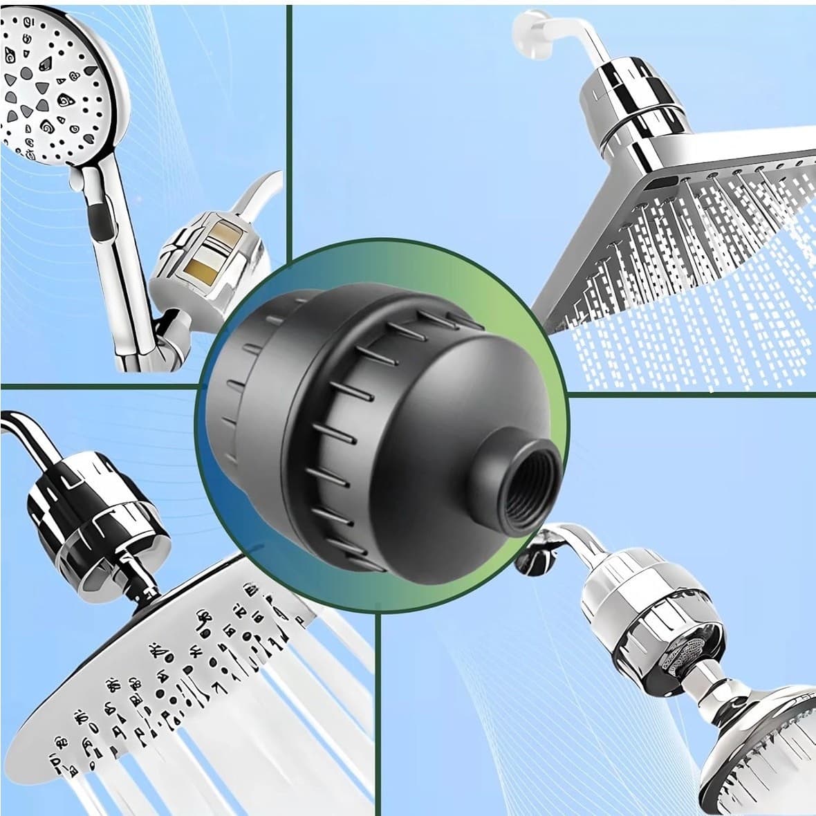 20-Stage Shower Filter for Hard Water Inline Chlorine Reduction Matte Black - Thumbnail 4