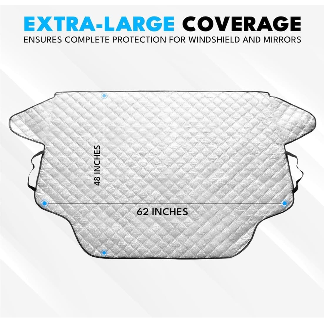 Car Windshield Winter Cover Snow Ice Frost Magnetic PEVA 62x48 Universal - Thumbnail 4
