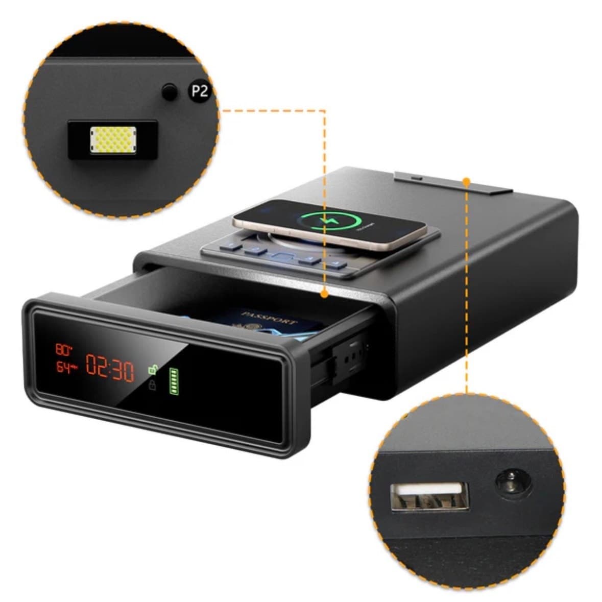 XDeer WX001 Biometric Pistol Safe Quick Access Fingerprint Keypad Lock Case - Thumbnail 4