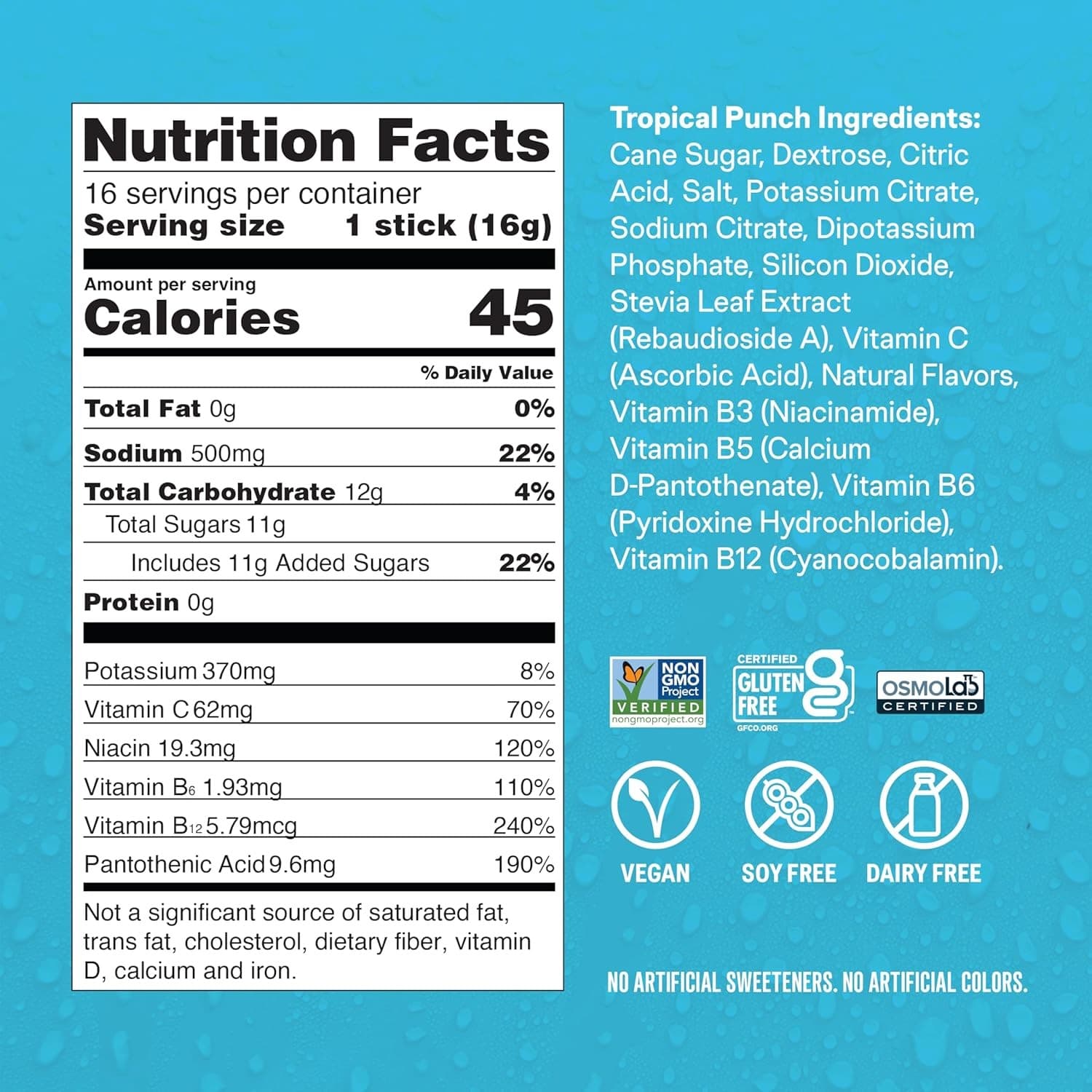 L I.V. Hydration Multiplier Tropical Punch 16 Servings Electrolyte Drink Mix - Thumbnail 2