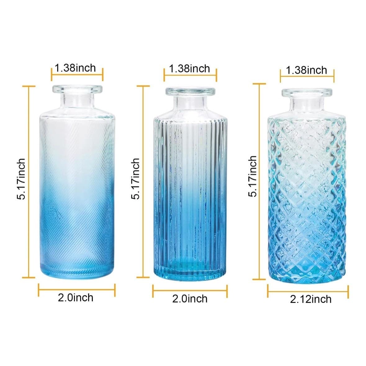 Set of 9 Mini Blue Glass Bud Vases for Table Decor Centerpieces - Thumbnail 5