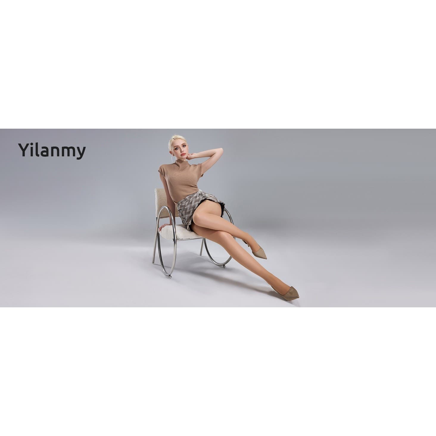 Tummy Control Pantyhose 40D Sheer Control Top 2 Pairs Black/Nude Size L - Thumbnail 10