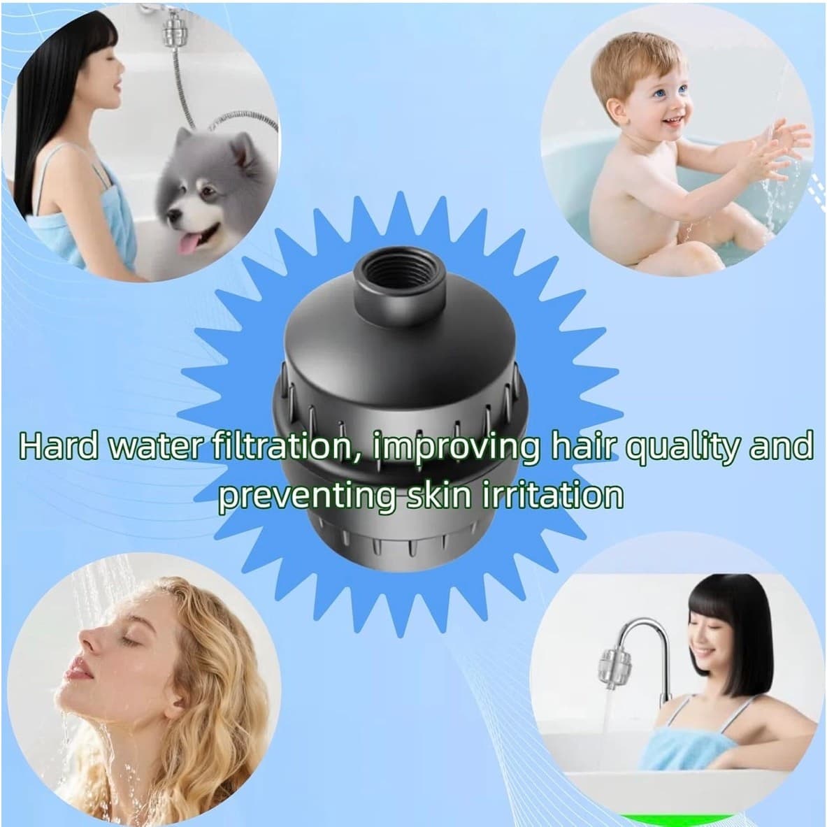 20-Stage Shower Filter for Hard Water Inline Chlorine Reduction Matte Black - Thumbnail 3