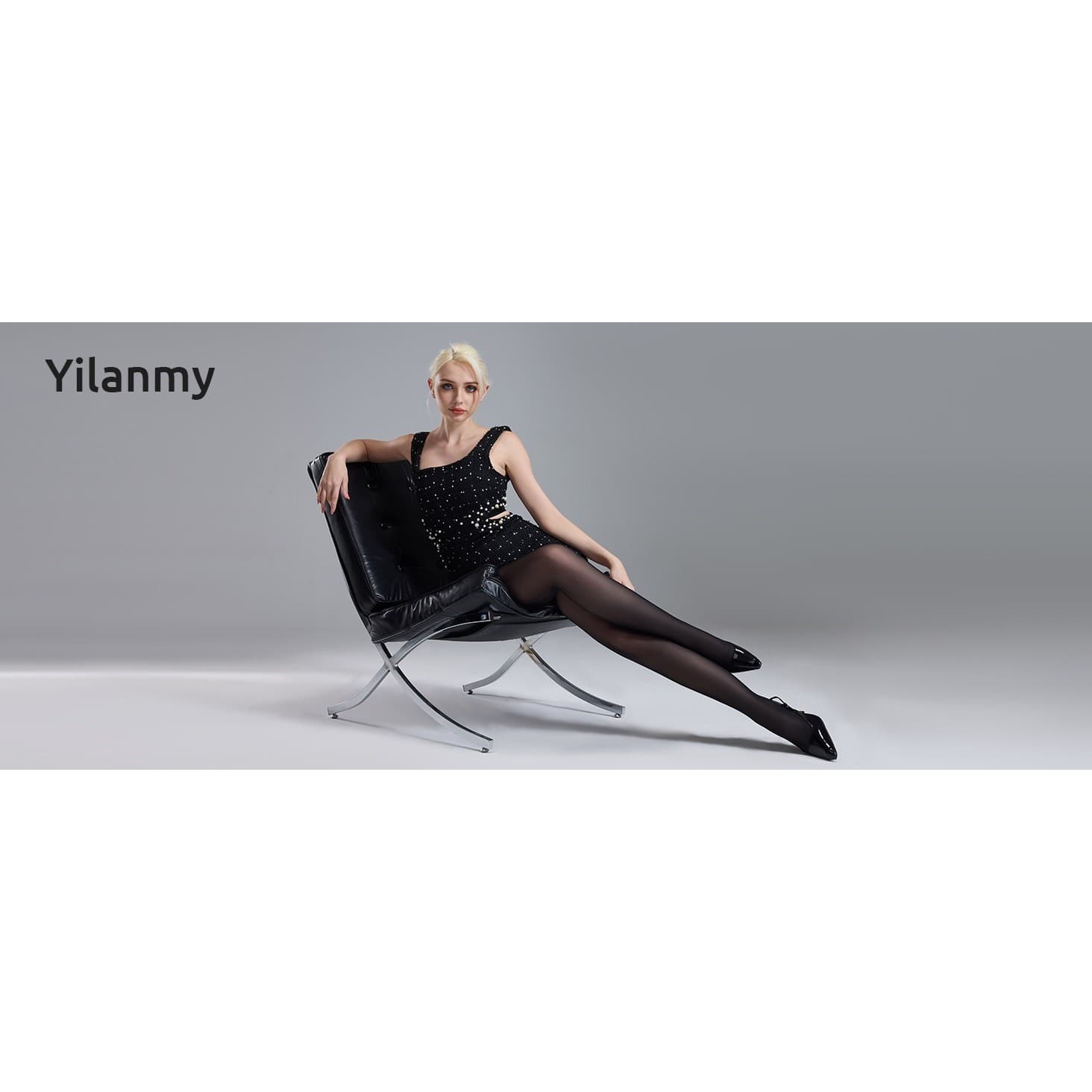 Tummy Control Pantyhose 40D Sheer Control Top 2 Pairs Black/Nude Size L - Thumbnail 16
