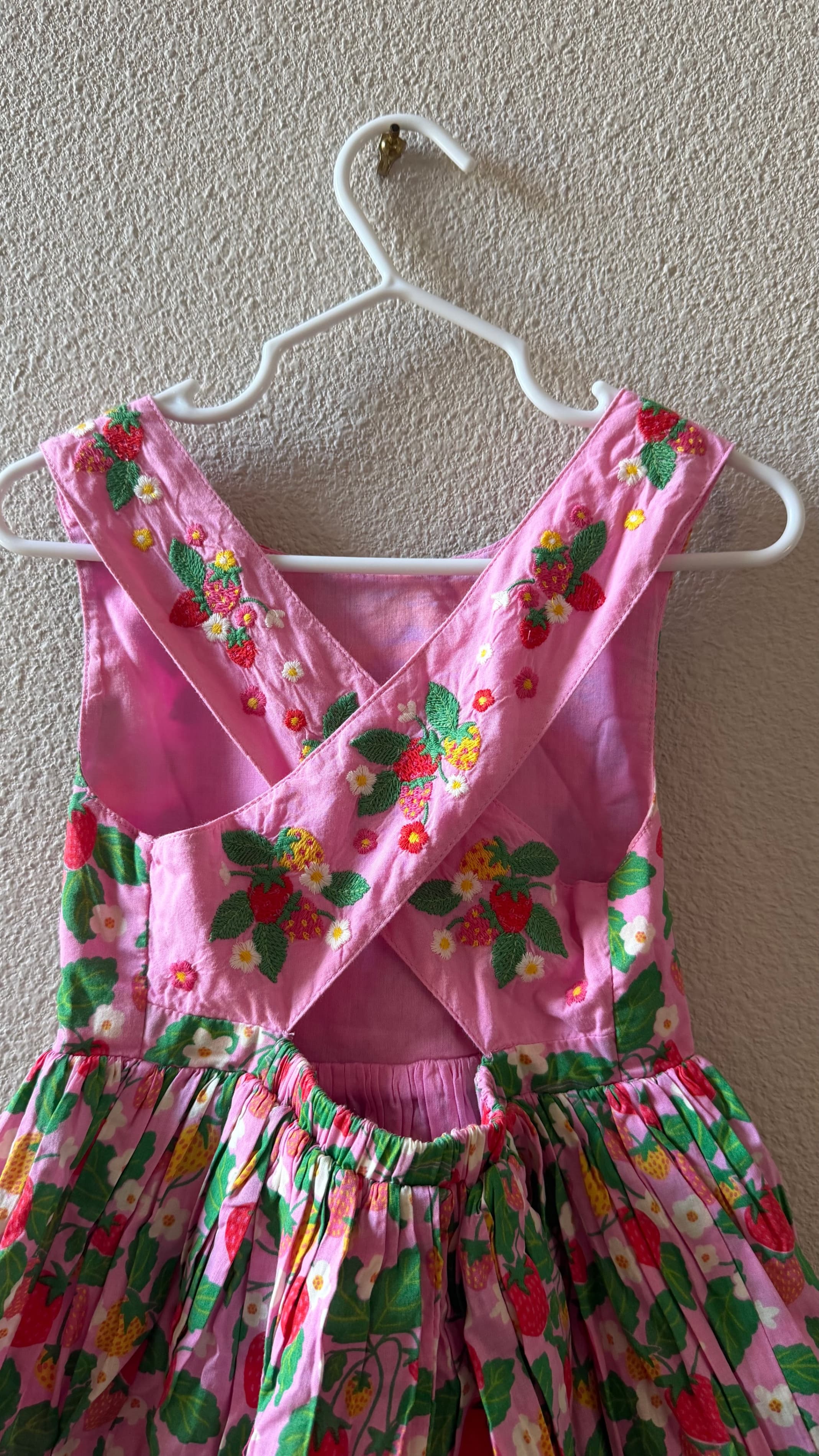 Mini Boden Girls Strawberry Print Dress 3-4Y - Thumbnail 4