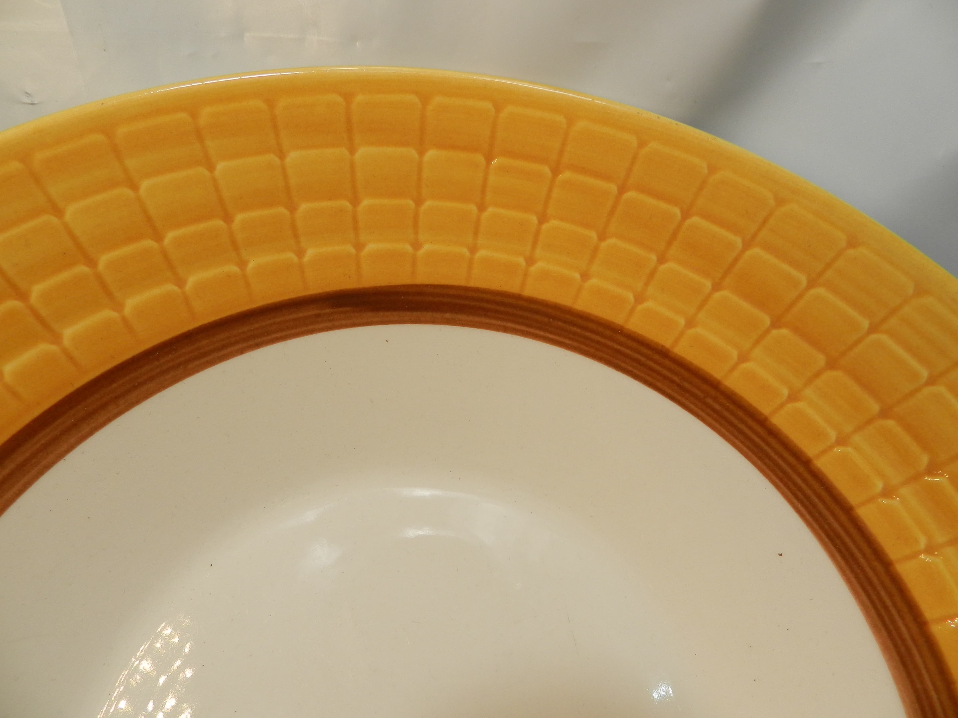 VTG Eternal Stone Ceramic Vegetable Serving Bowl Yellow/Brown Alicia 4734 (P48J) - Thumbnail 2