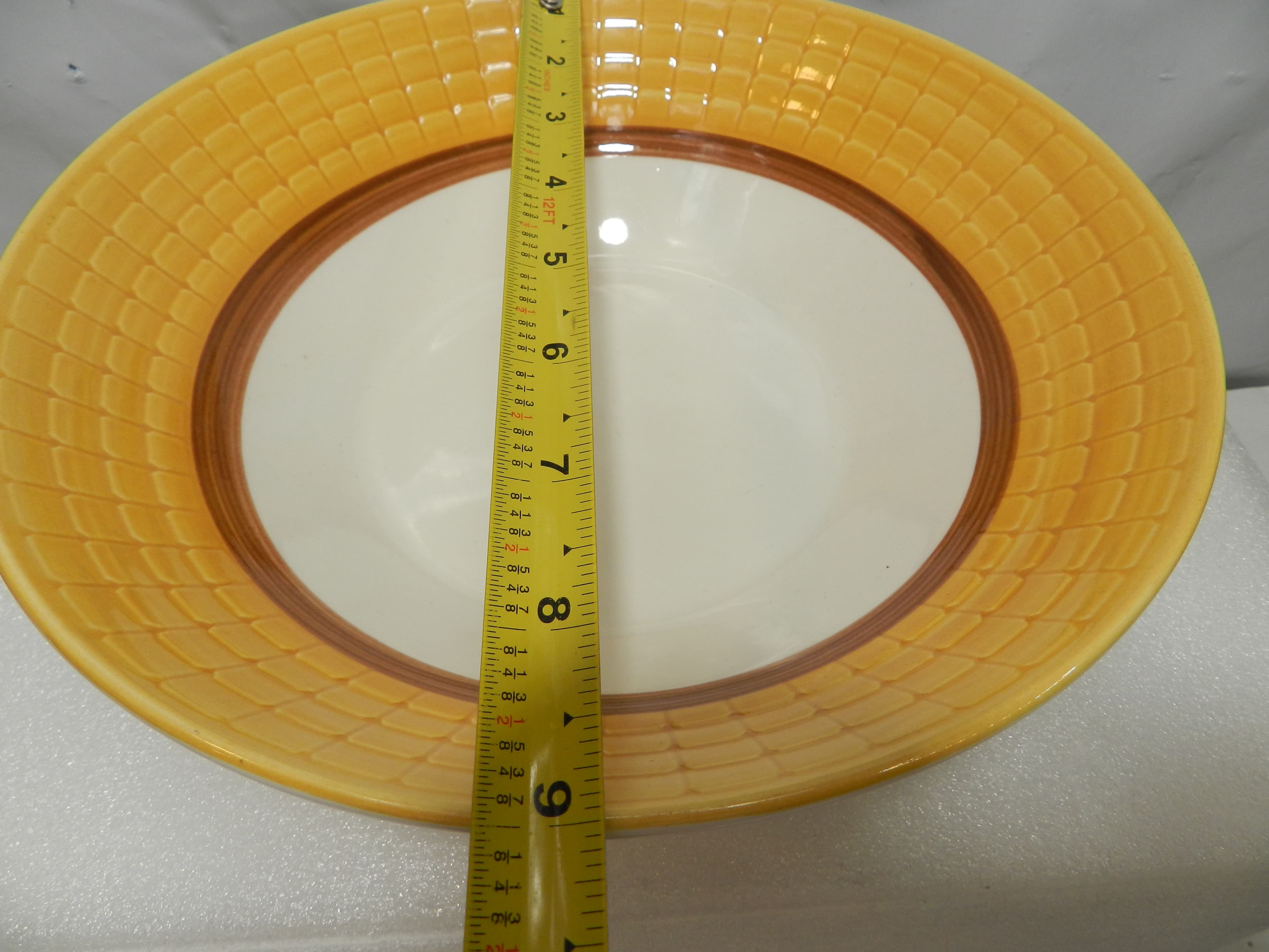 VTG Eternal Stone Ceramic Vegetable Serving Bowl Yellow/Brown Alicia 4734 (P48J) - Thumbnail 6