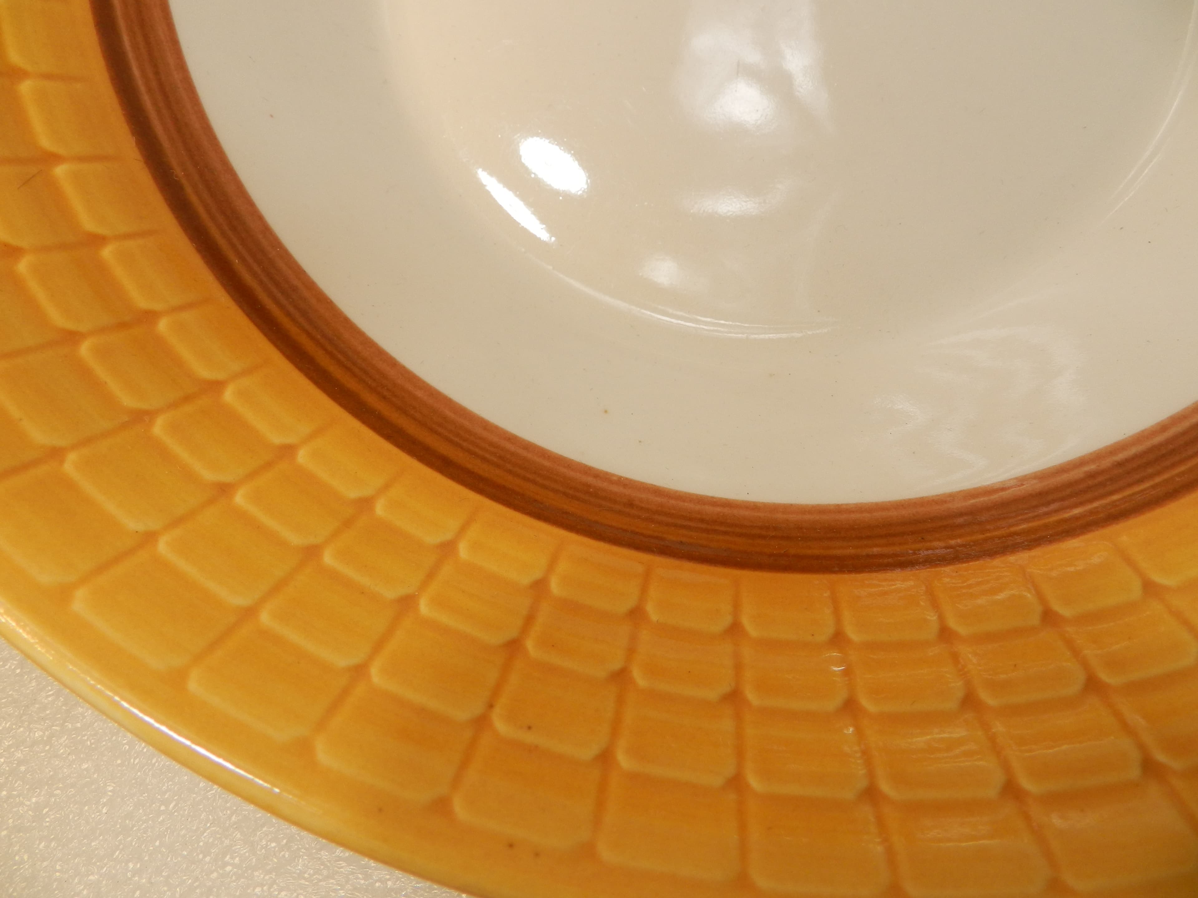 VTG Eternal Stone Ceramic Vegetable Serving Bowl Yellow/Brown Alicia 4734 (P48J) - Thumbnail 3