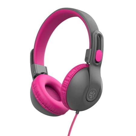 JLab JBuddies Studio 2 Kids Wired Headphones  Volume Limiter  Foldable  Adjustable  Mic  Noise Isolation  Grey/Pink - Thumbnail 7