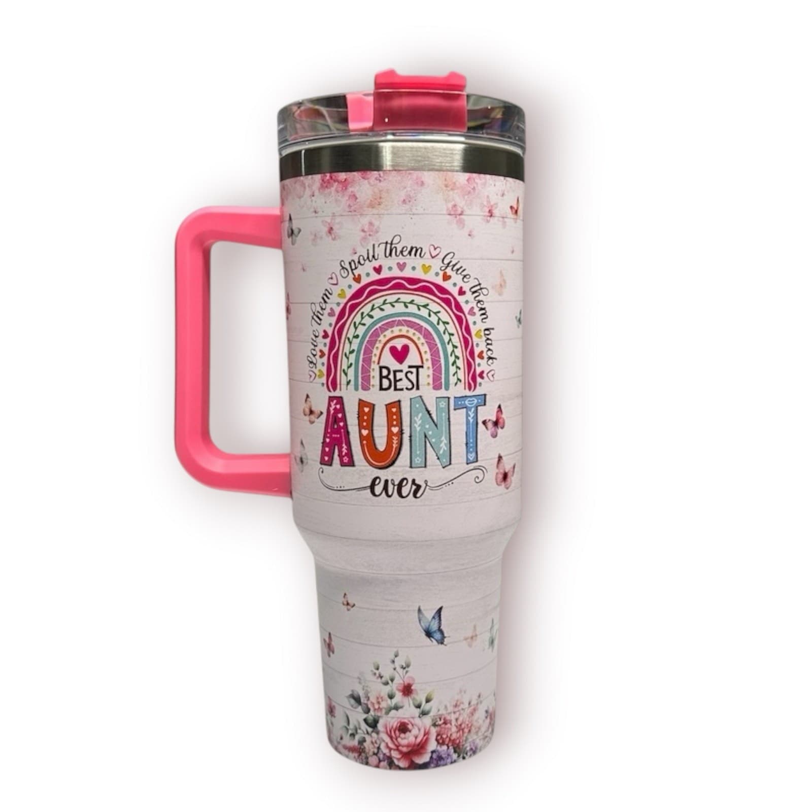 40oz Tumbler Best Aunt Ever With Handle Lid Straw Gift For Aunt Women Cup - Thumbnail 3